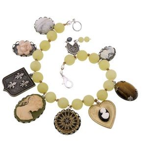 Vintage Jadeite Beaded Charm Bracelet,Boutique-NWT